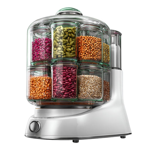 Dailra 360° Rotating 6-Grid Grain Storage Dispenser and Cereal Organizer