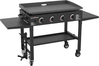 36" Gas Griddle Cooking Station 4 Burner Flat Top Gas Grill Propane Fueled Restaurant Grade Professional 36" Outdoor Griddle Station with Side Stands (1554)