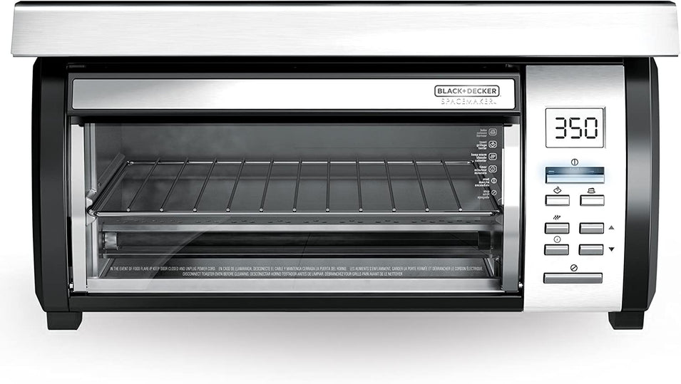 BLACK+DECKER SpaceMaker Under-Counter Toaster Oven, Digital Controls, Black/Stainless Steel, Fits 9 Pizza, TROS1000D