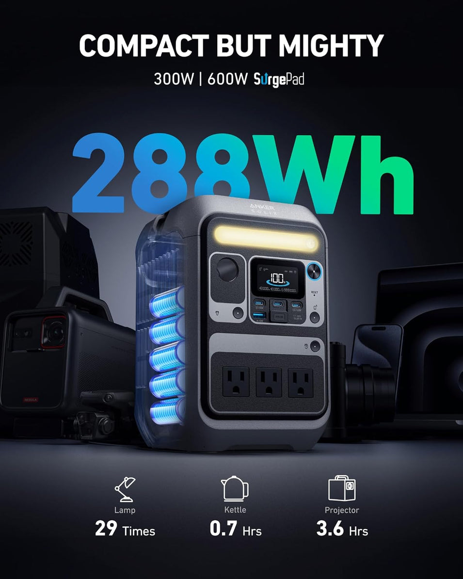 Portable Power Station Solix C300, 288Wh Battery