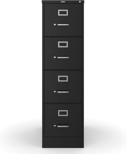 STAPLES 4-Drawer File Cabinet, Lockable, Black, 25"D x 15"W