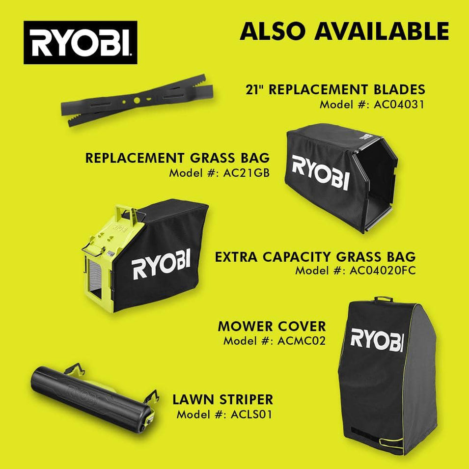 Ryobi 40V HP Brushless 21-in Self-Propelled AWD Lawn Mower Whisper Series ncludes (2) 6.0Ah Batteries and Charger