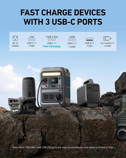 Portable Power Station Solix C300, 288Wh Battery