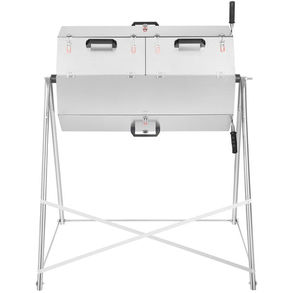 Premium 33 Gallon Steel Outdoor Compost Tumbler Bin With Dual-Chamber