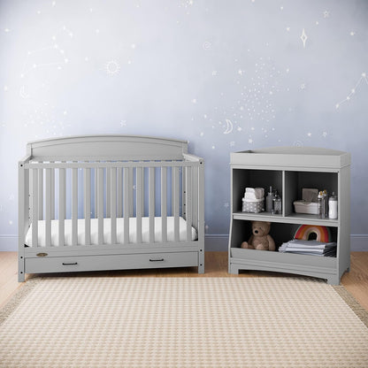 5-in-1 Convertible Baby Bed (with drawers, white) - Green Guardian Gold Certification, built-in baby bed storage drawer, convertible to toddler bed, day bed and full-size bed